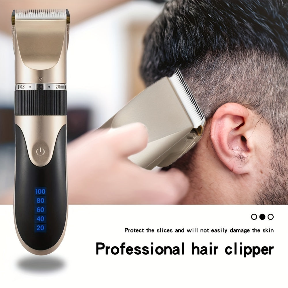 USB rechargeable digital hair trimmer with ceramic blade for men's haircuts