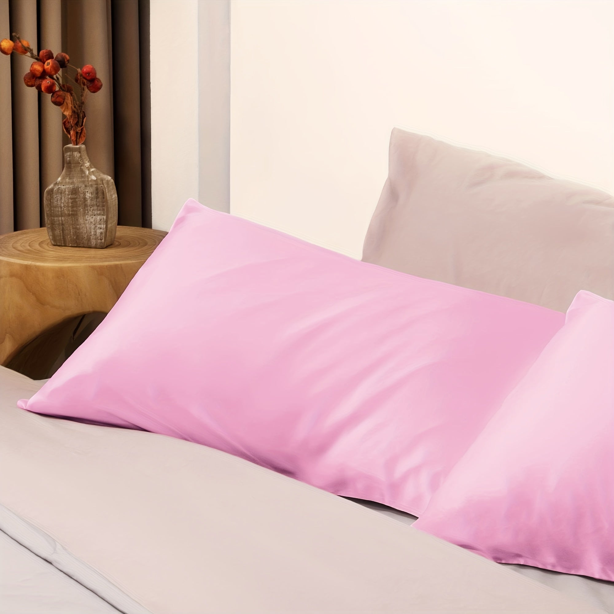 Hypoallergenic satin yostiq qopqog'i 100% polyester nafas oladigan teriga do'st to'liq rangli qopqoq yopilishi yotoq to'shagi