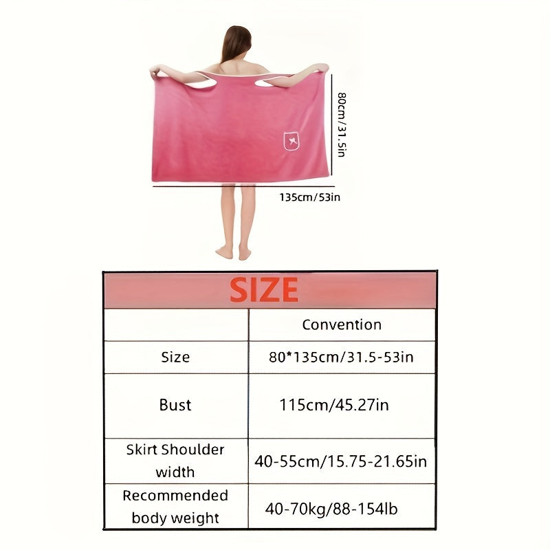 Adult Wearable Bath Towel with Bowknot Design, Coral Velvet, Quick-Drying and Absorbent