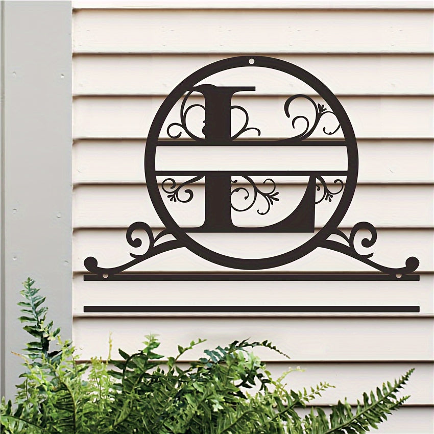 Maxsus metall oilaviy nom yozuvi bilan monogram va familiya, ob-havo sharoitiga chidamli, bardoshli va teksturali yakuniy uchun uy bezaklari