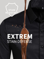 Men's All-Season Cotton-Polyester-Spandex Work Shirt Long Sleeve Lapel Button Regular Fit