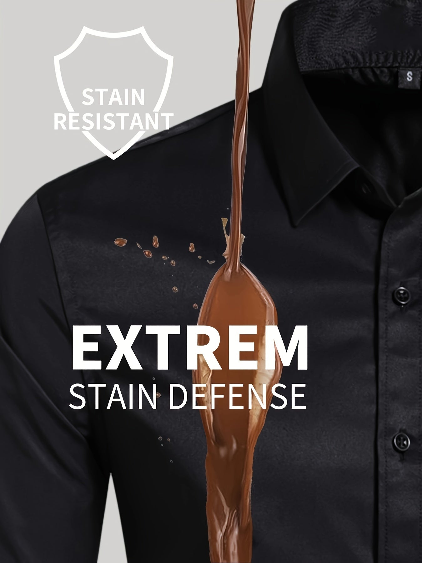 Men's All-Season Cotton-Polyester-Spandex Work Shirt Long Sleeve Lapel Button Regular Fit