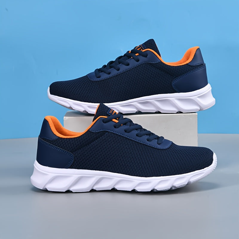 Navy Blue Mesh Running Sneakers for Men Women Spring Summer Breathable Lightweight