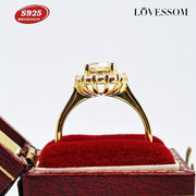 Women's Silver Moissanite Engagement Ring 1 Carat Vintage Hypoallergenic Gold Plated