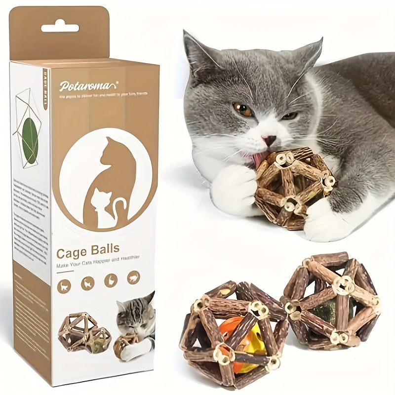 Rattan Cat Bell Toy for Indoor Cats Dental Health No Battery Required
