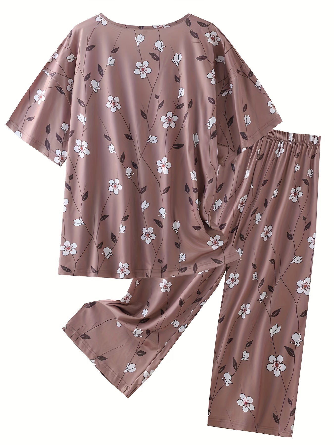 Women's Plus Size Pajama Set Soft Polyester Short Sleeve Heart Print