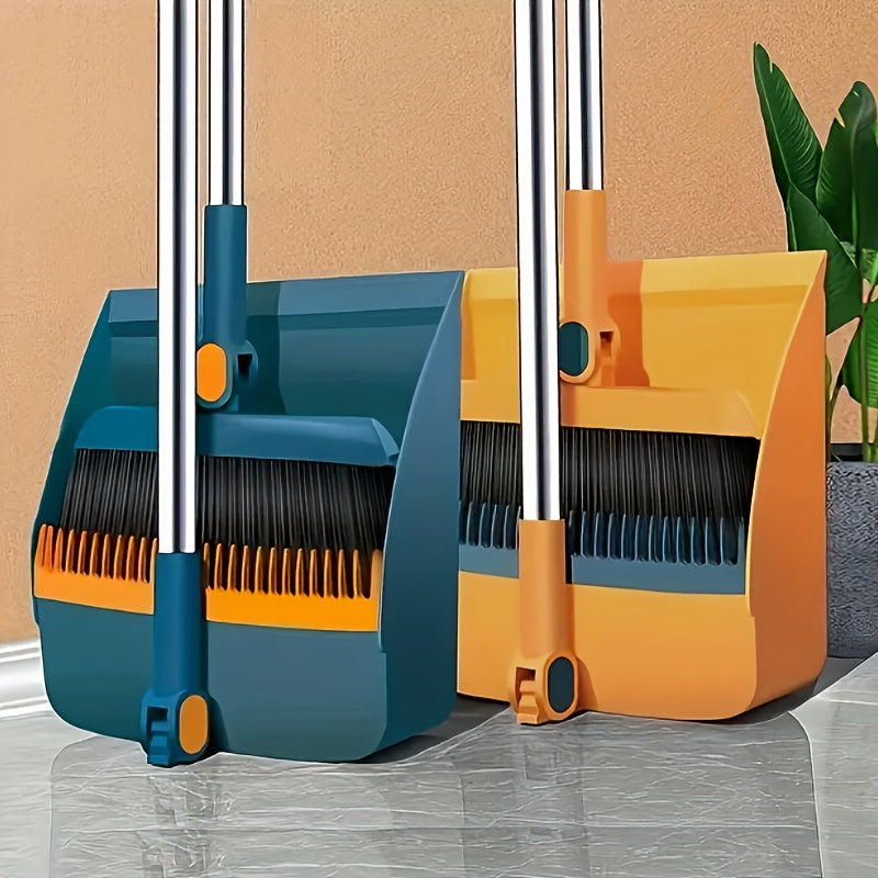 Household Broom and Dustpan Set for Hard Floors Non-Stick Hair Sweeping