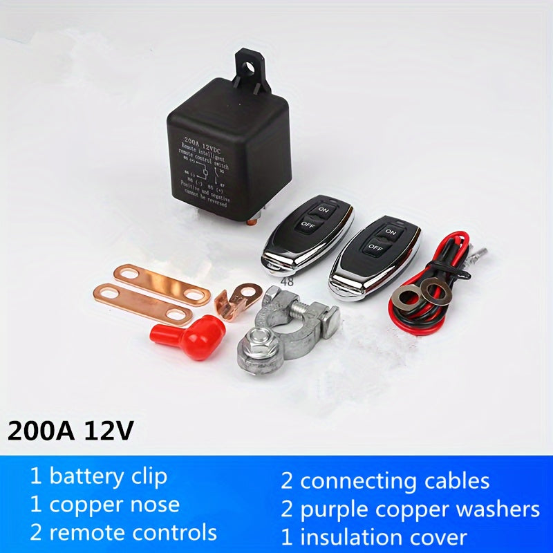 12V Car Wireless Remote Switch Relay 200A Circuit Breaker Power Protection