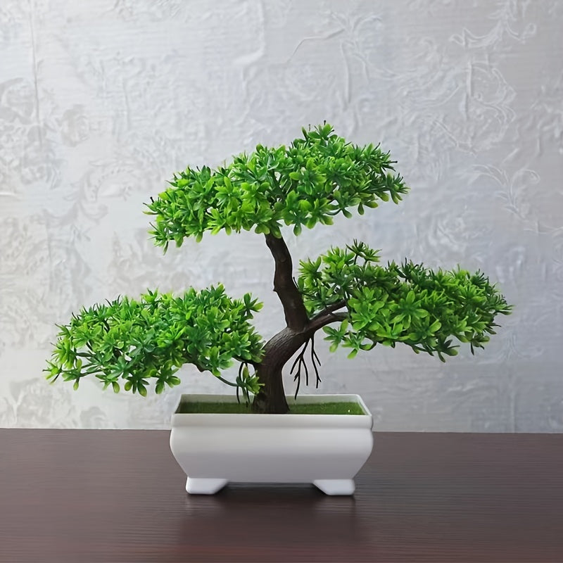 Mini árbol de pino artificial en maceta blanca para decoración de hogar y oficina