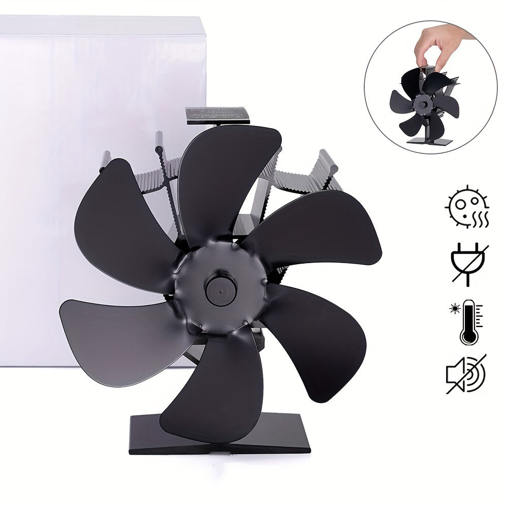 Portable High-Quality 6-Blade Heat Powered Stove Fan for Wood Fireplace