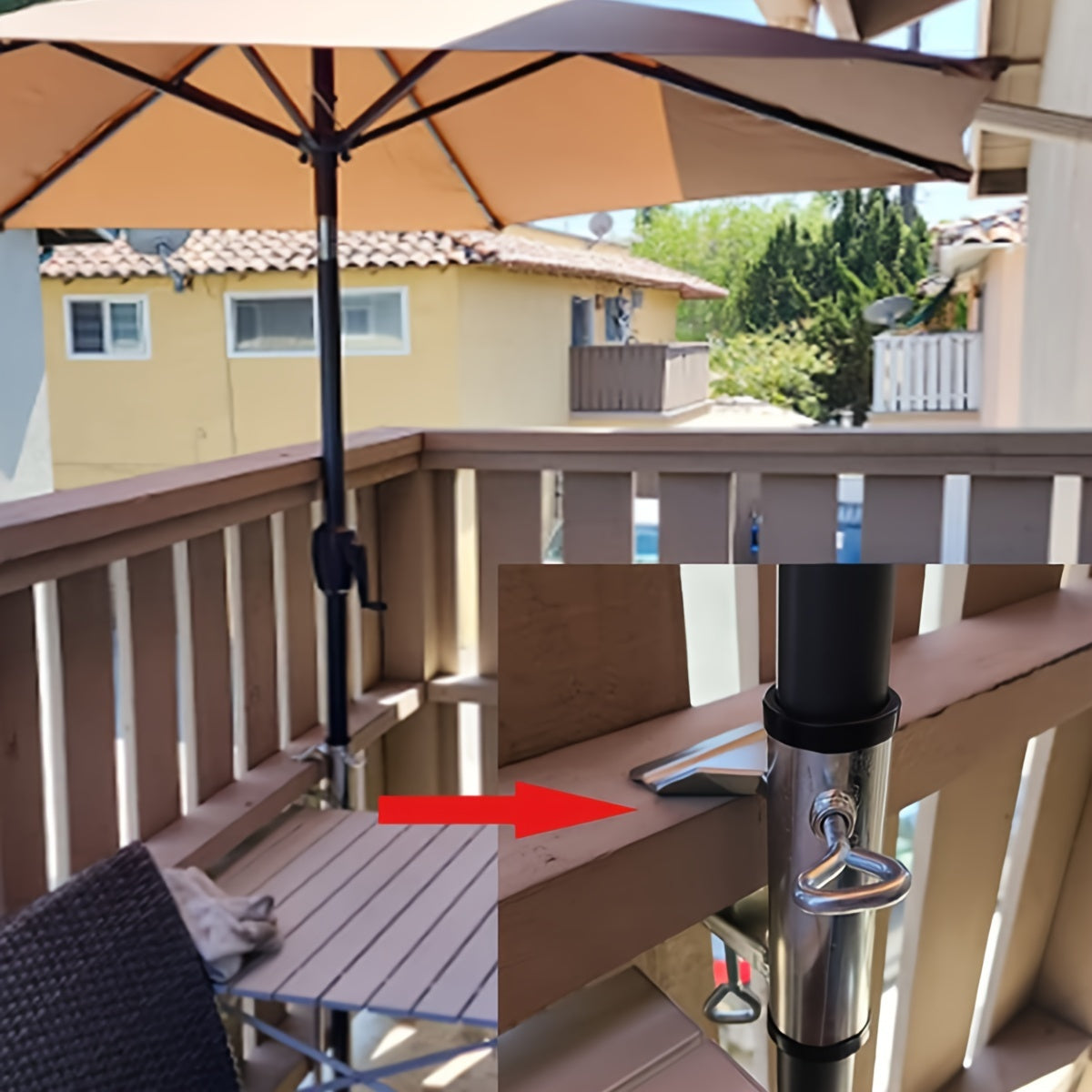 Adjustable Stainless Steel Umbrella Stand for Outdoor Patio Balcony