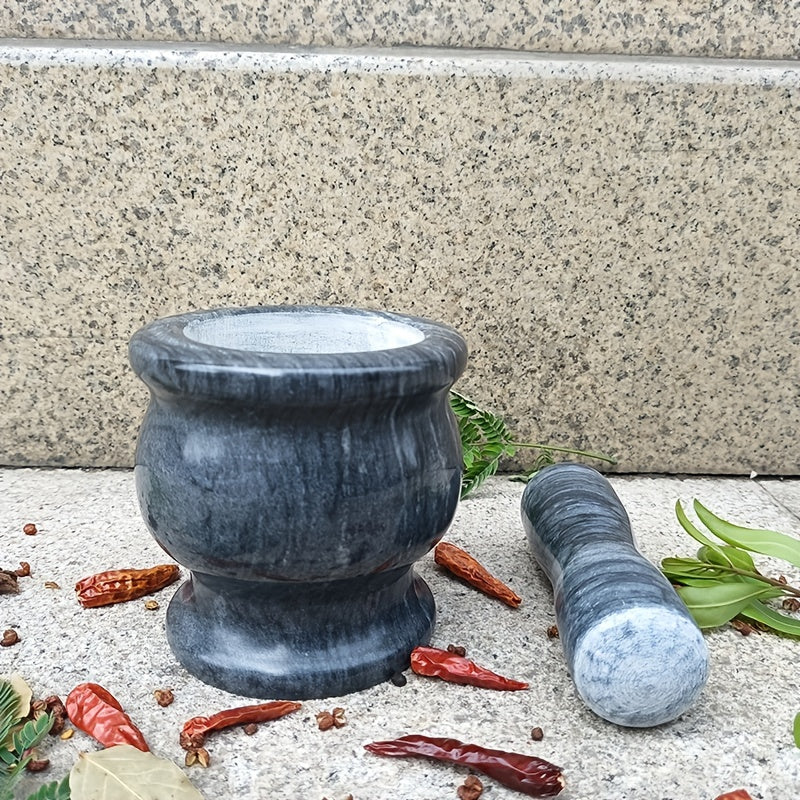 Handcrafted Marble Mortar and Pestle Set for Spices and Grains in Kitchen