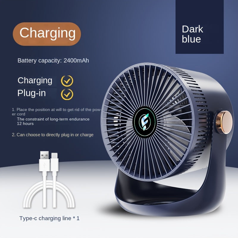 Rechargeable Smart Home Fan with USB, Desktop and Wall Mount, Indoor Outdoor