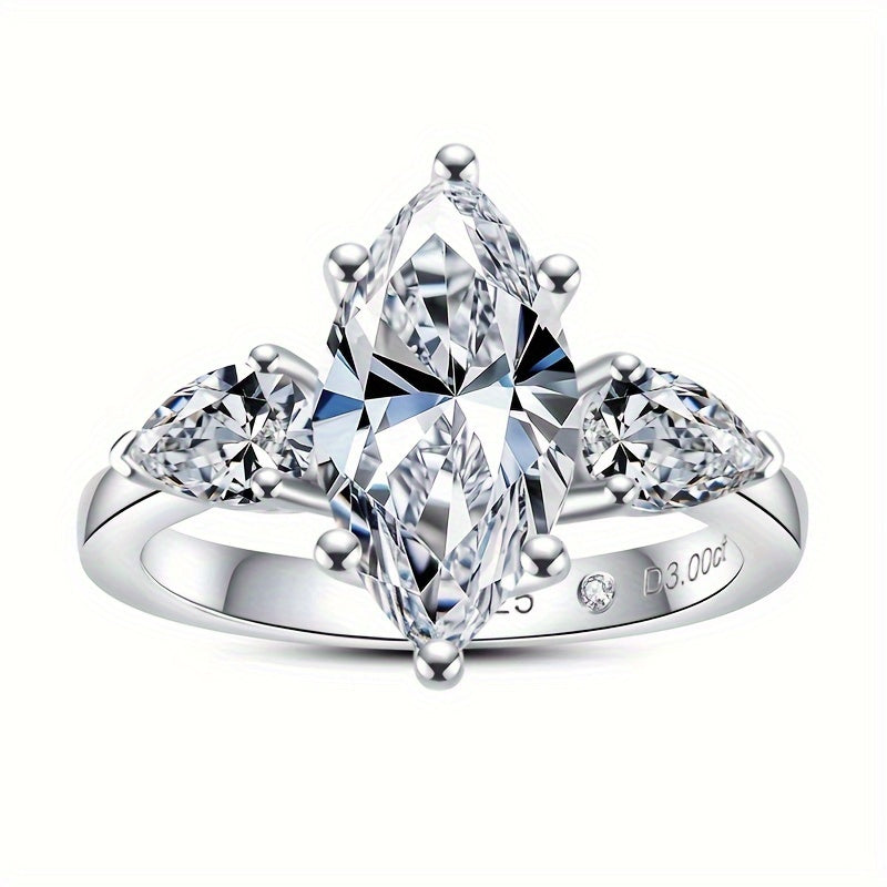Oltin 3CT Moissanite To'y Halqasi - 925 Sterling Kumushdan tayyorlangan, Ot Ko'z Kesimi bilan, To'ylar va Yubileylarga Ideal, U uchun Ajoyib Sovg'a