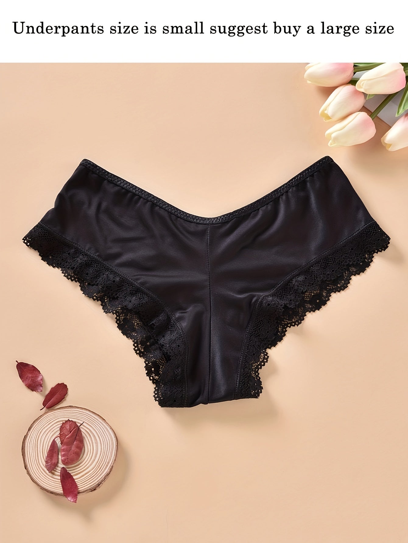 Women's Lace Trim Hipster Panties with Cross Hollow Out Breathable Underwear