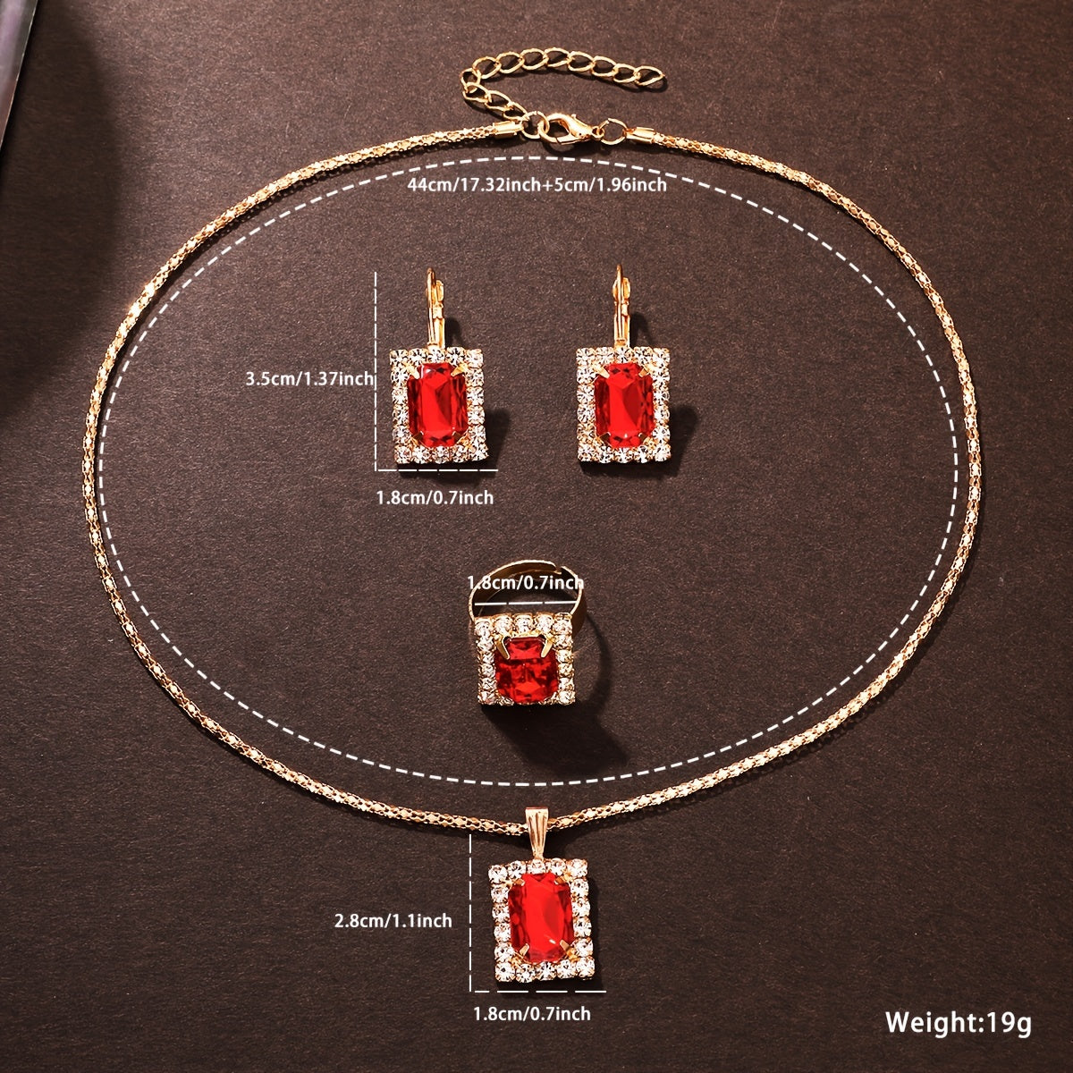 Women's Quartz Watch and Jewelry Set with Rhinestone Accents Rectangle Case PU Leather Band Analog Display Non-Rechargeable Battery