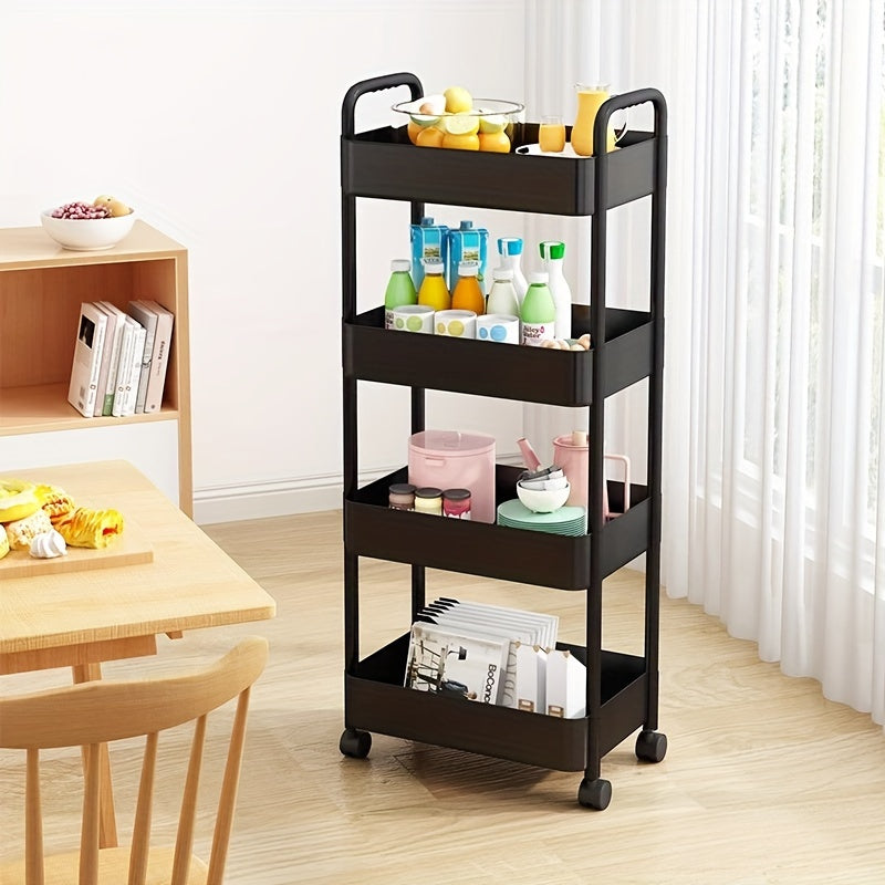 Multi-Tier Plastic Utility Cart with Wheels for Kitchen Bathroom Bedroom Office