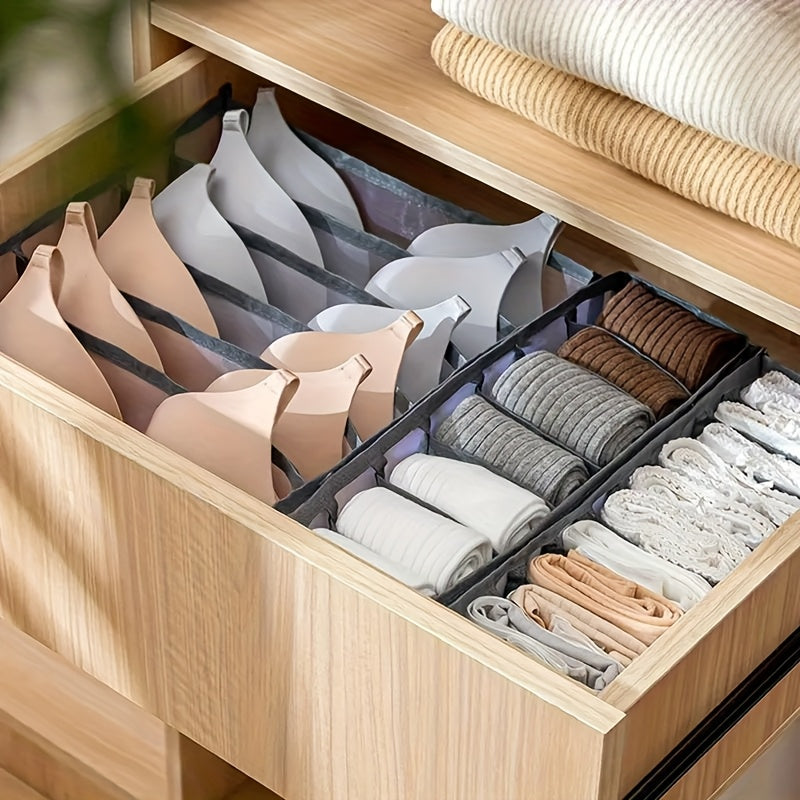 Organizador de ropa interior y calcetines con 6 compartimentos de malla para armario de dormitorio