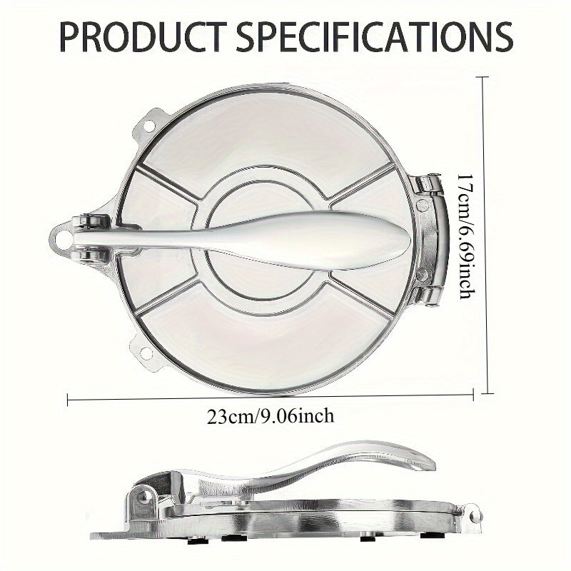 Prensa de aluminio para burritos y panqueques con mango ajustable para tortillas y panqueques
