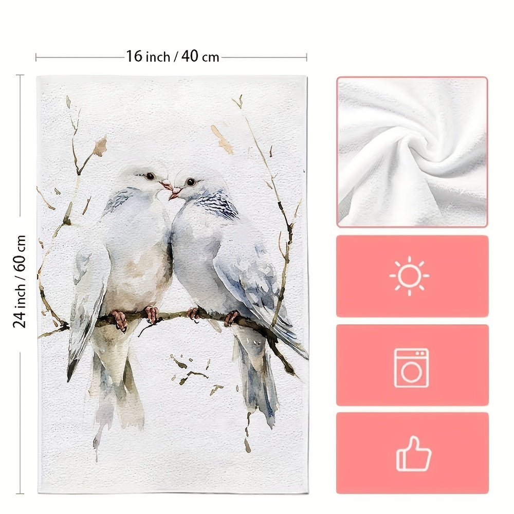 Набор из 2 мягких кухонных полотенец с дизайном голубя, впитывающих полотенец для рук и посуды