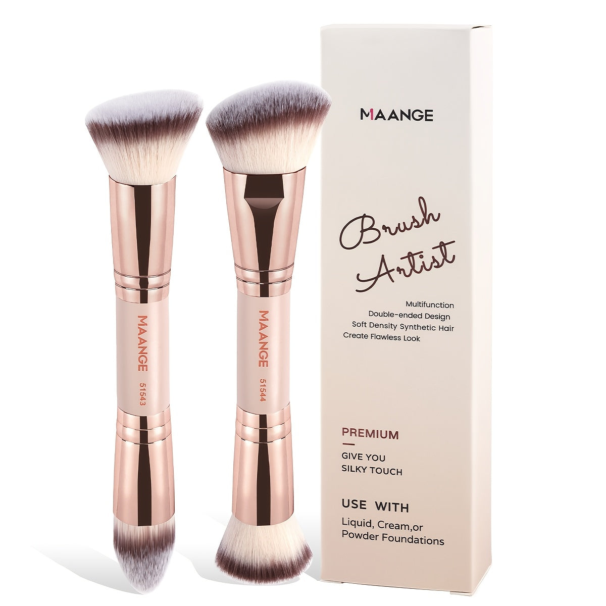 Set de 2 brochas de base para contornear, tamaño de viaje, fácil de llevar