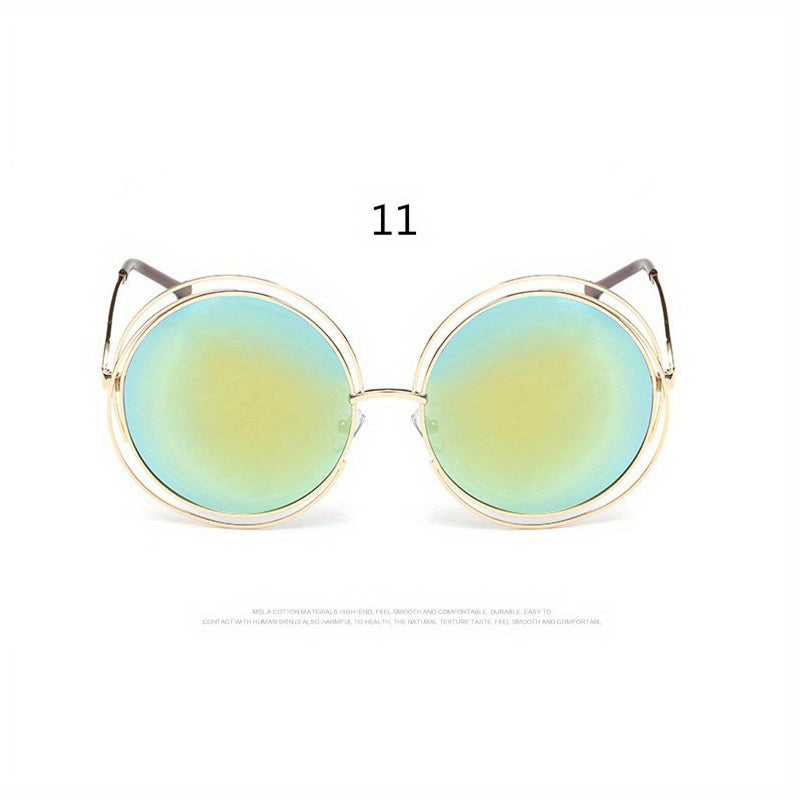 Унисекс металлические очки в oversized круглой полой форме для летних пляжных вечеринок