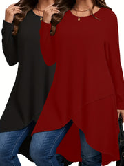 Women's Long Sleeve T-Shirts Set Polyester Crew Neck Solid Colors Spring Summer Fall