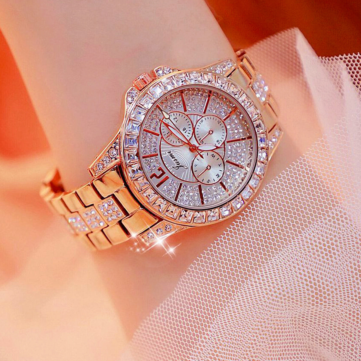Women's Rhinestone Steel Watch with Adjustable Band