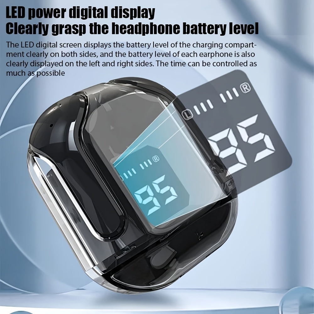 2024 Wireless In-Ear Headphones with Multi-Color Semi-Transparent Design and LED Display