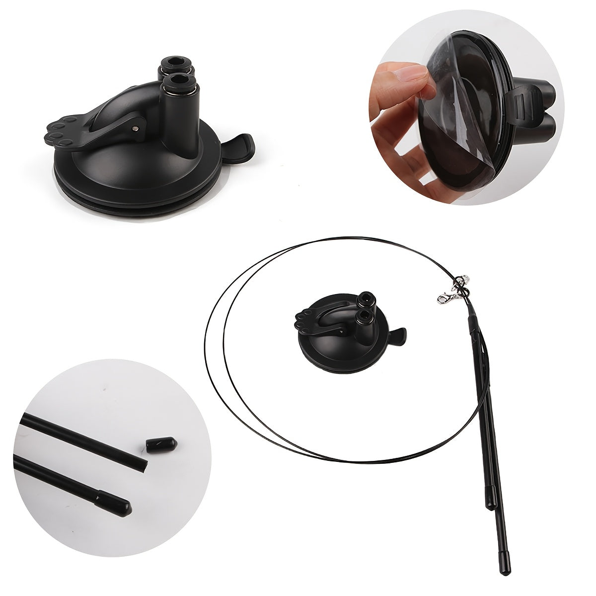 Cat Toy Set with Cartoon Pattern Feathers Bell and Adhesive Base Uncharged