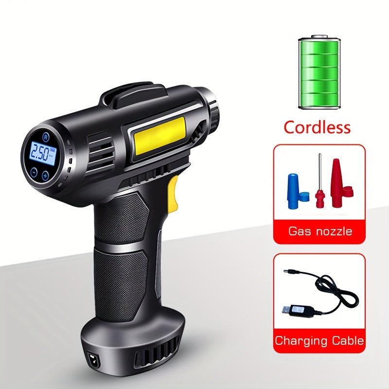 Inflador de neumáticos de coche inalámbrico de 120W portátil con medidor digital y luz
