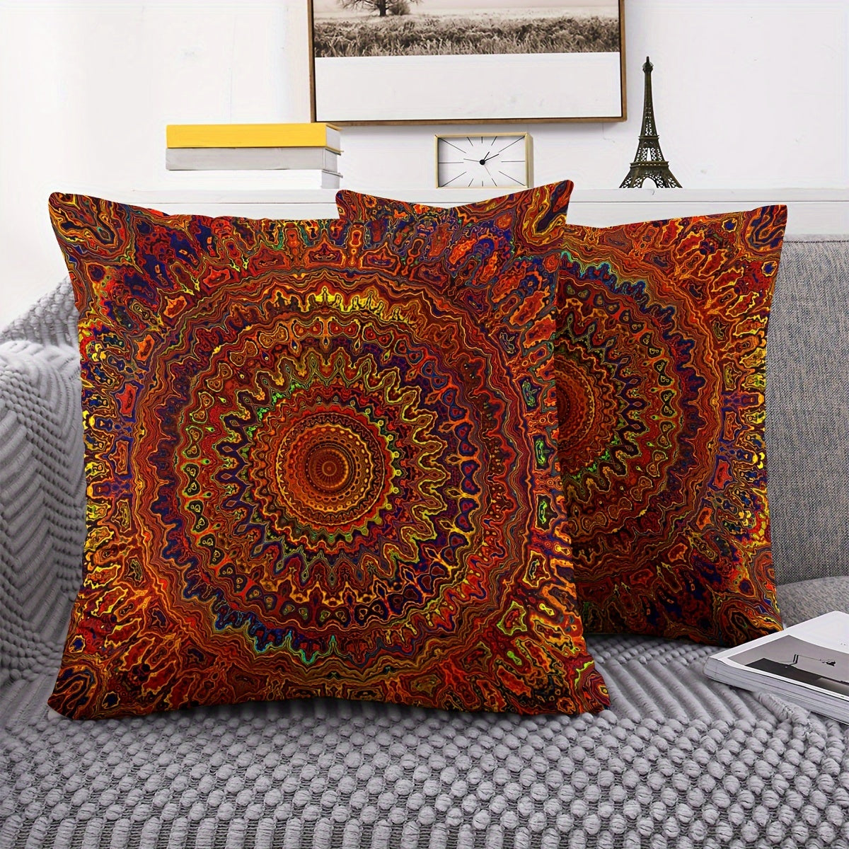 Bohemian Style Pillow Cover 2pcs 45.72cm x 18in Short Plush Double-Sided Printing Modern Art Home Decor