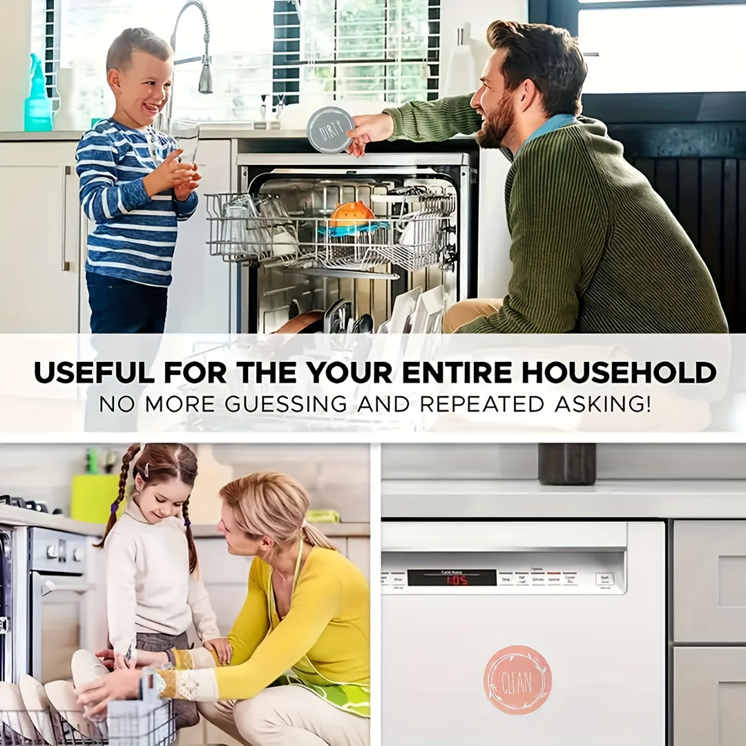 Imán de goma de doble cara para lavavajillas y nevera, señal de limpieza y suciedad