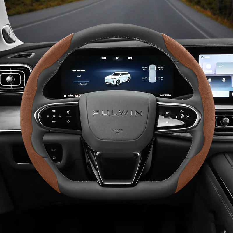 2PC Set Winter Velvet Anti-Slip Ultra-Thin Steering Wheel Cover Black Green Red Orange Brown