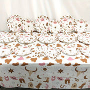 Taqdim etiladigan Pushti Qizlar Partiyasi Stol to'plami Taqdimlari Choynaklar Qog'oz sochiqlar Qoliplar Tug'ilgan kun bayrami uchun