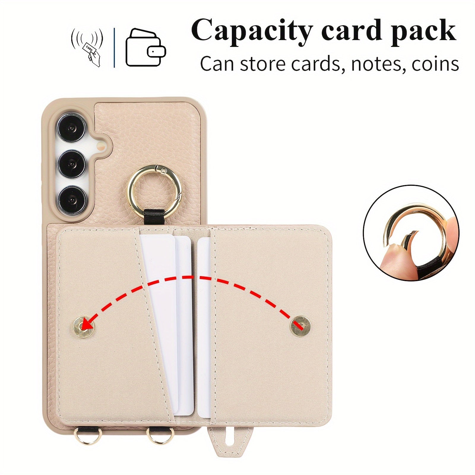 Faux Leather Crossbody Phone Bag for Samsung Plus with Wallet Card Slots Lanyard