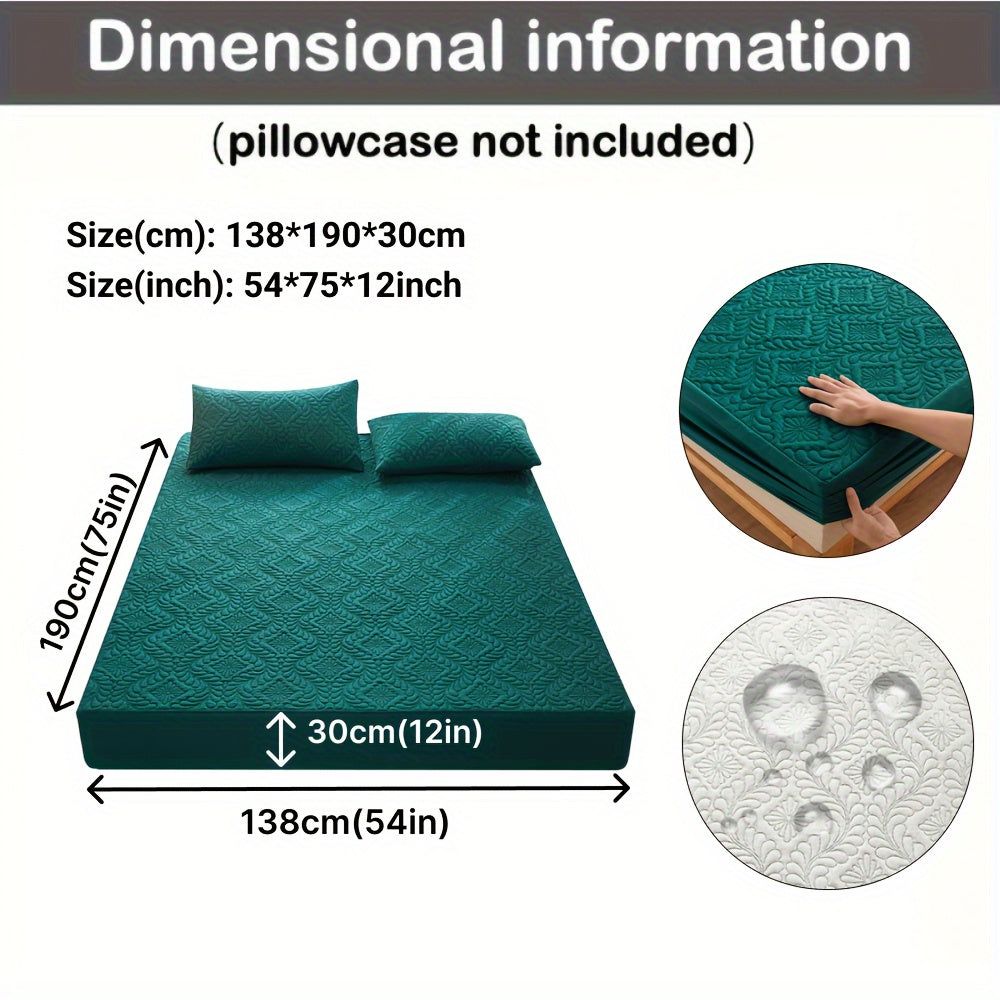 Waterproof Quilted Mattress Protector Fitted Sheet Teal 1-Piece Ultra-Soft Breathable