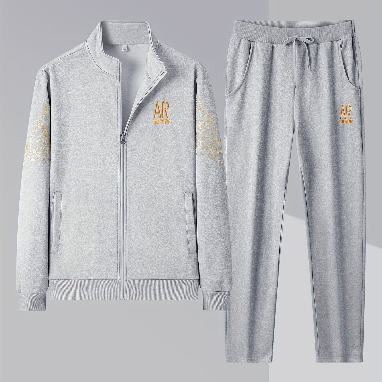 Printed Floral Knit Zip-Up Hoodie for Spring and Fall Casual Sports Suit