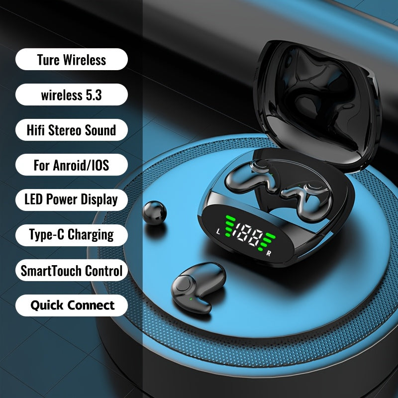 Ultra-Thin Wireless Sports Sleep Headphones with Bass and Dual Microphones