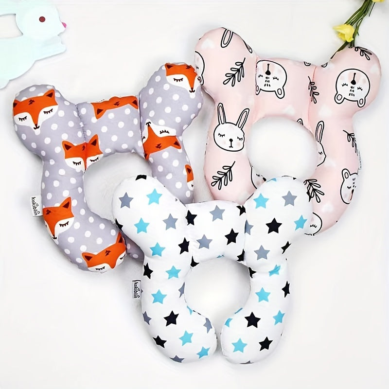 Cojín en forma de U con estampado de dibujos animados para bebés y niños, soporte para coche y cochecito