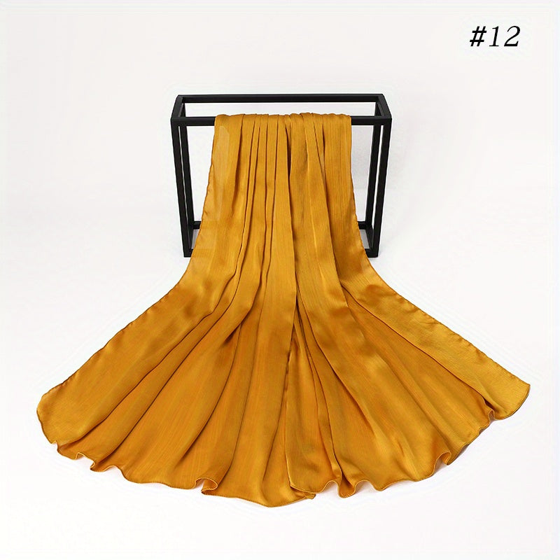 Wrinkled Satin Muslim Hijab Natural Fiber Lightweight Black