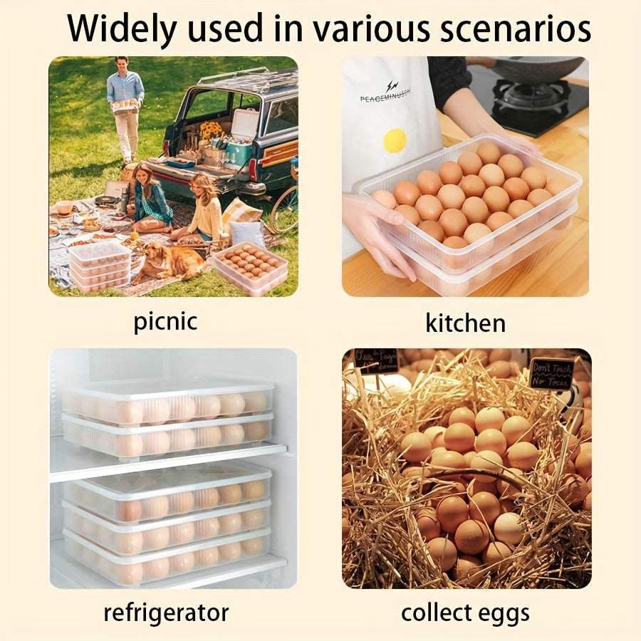 Contenedor de almacenamiento de huevos para 24 huevos apilable, material PP transparente, refrigerador, cocina, aves de corral