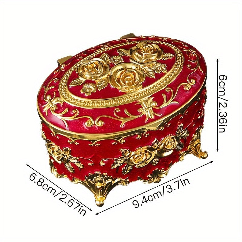 Emajl zargarlik buyumlari qutisi uchun quloqchinlar, uzuklar va taqinchoqlar Retro metall tashkilotchisi ayollar uchun sovgʻa