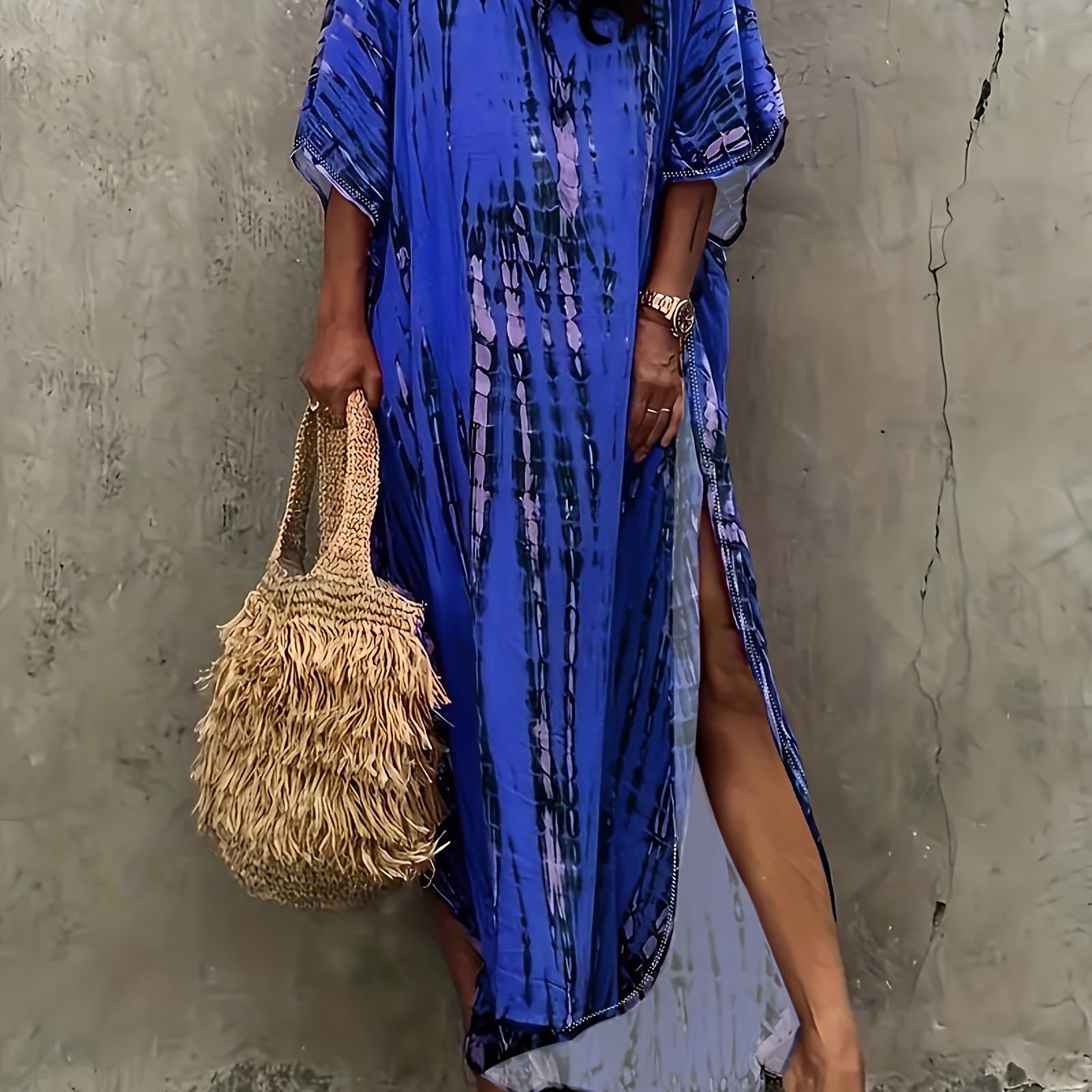 Plus Size V-Neck Sleep Dress Long Sleeve Lightweight Polyester All-Season Women's