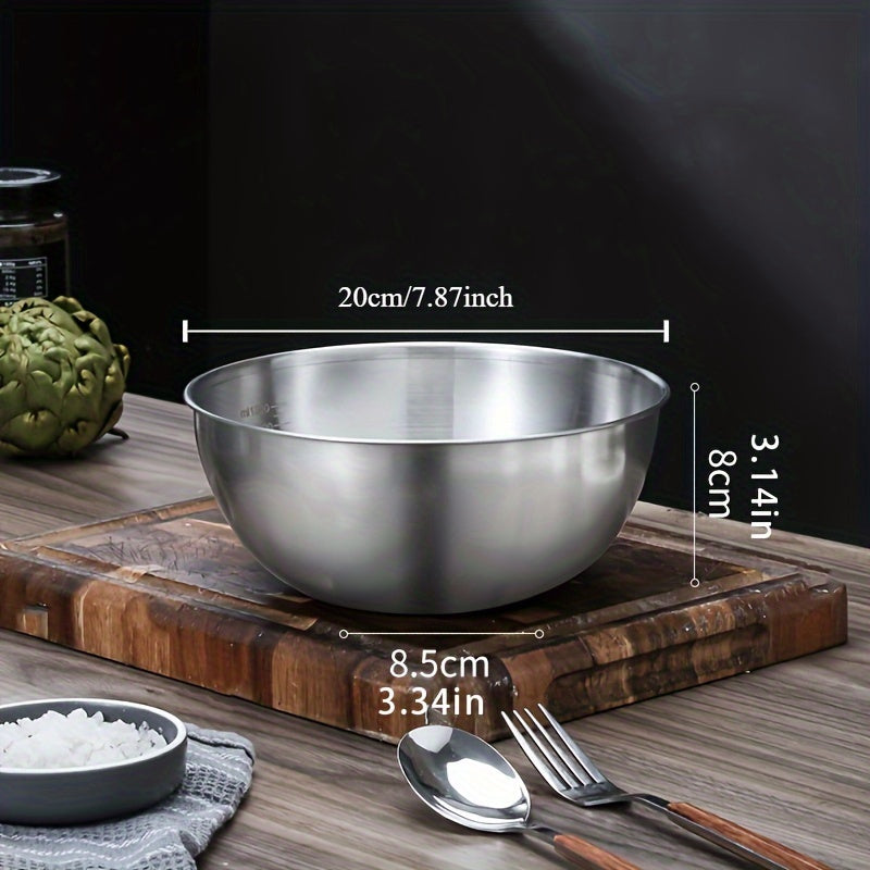 Stainless Steel Mixing Bowl with Measuring Guide, Durable, Food Safe, Versatile