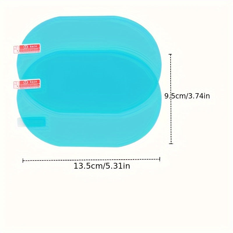 2pcs Car Rearview Mirror Rainproof Film Full Screen Anti-Fog Waterproof Membrane for Rainy Foggy Conditions