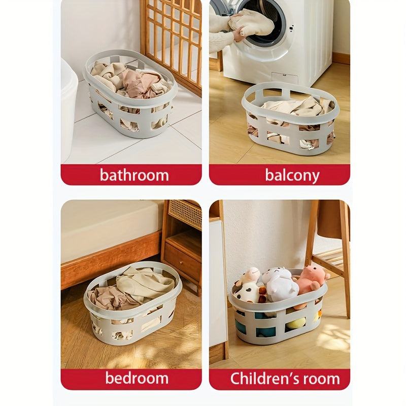 Large Capacity Plastic Laundry Basket with Multiple Compartments for Clothes and Toys