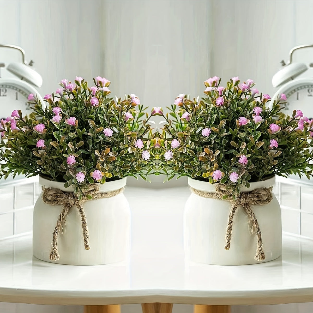 2 комплекта искусственных горшечных лаванды в макаронных горшках для внутреннего и наружного декора.
