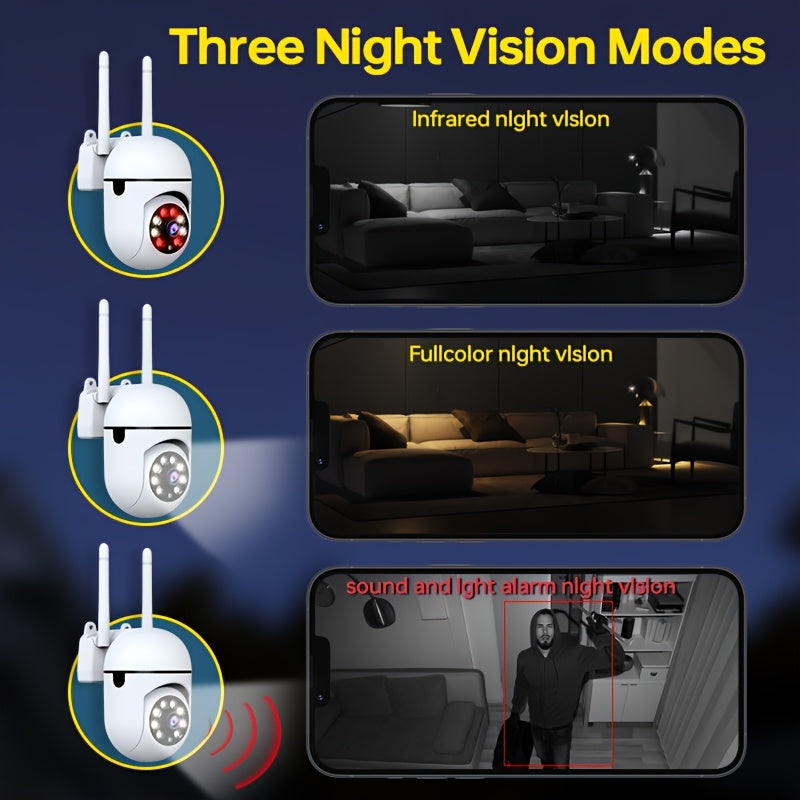Ichki simsiz PTZ kamera 2.4G WiFi, bulut va SD saqlash, tungi ko'rish, AI harakatni aniqlash, 2 tomonlama audio, mini devor o'rnatish - aqlli uy xavfsizligi uchun ideal, PTZ kamera