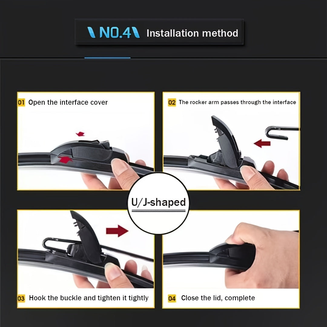 Universal Windshield Wipers with U/J Hooks Durable All-Season Rubber Blades